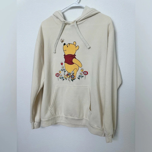 Disney Winnie the Pooh Ivory Hoodie, Embroidered Flowers, XXL - Picture 4 of 9